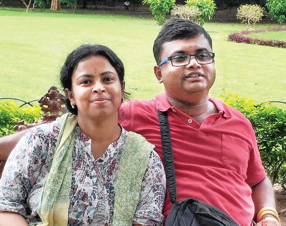Bivash Pathak with wife Sumana.