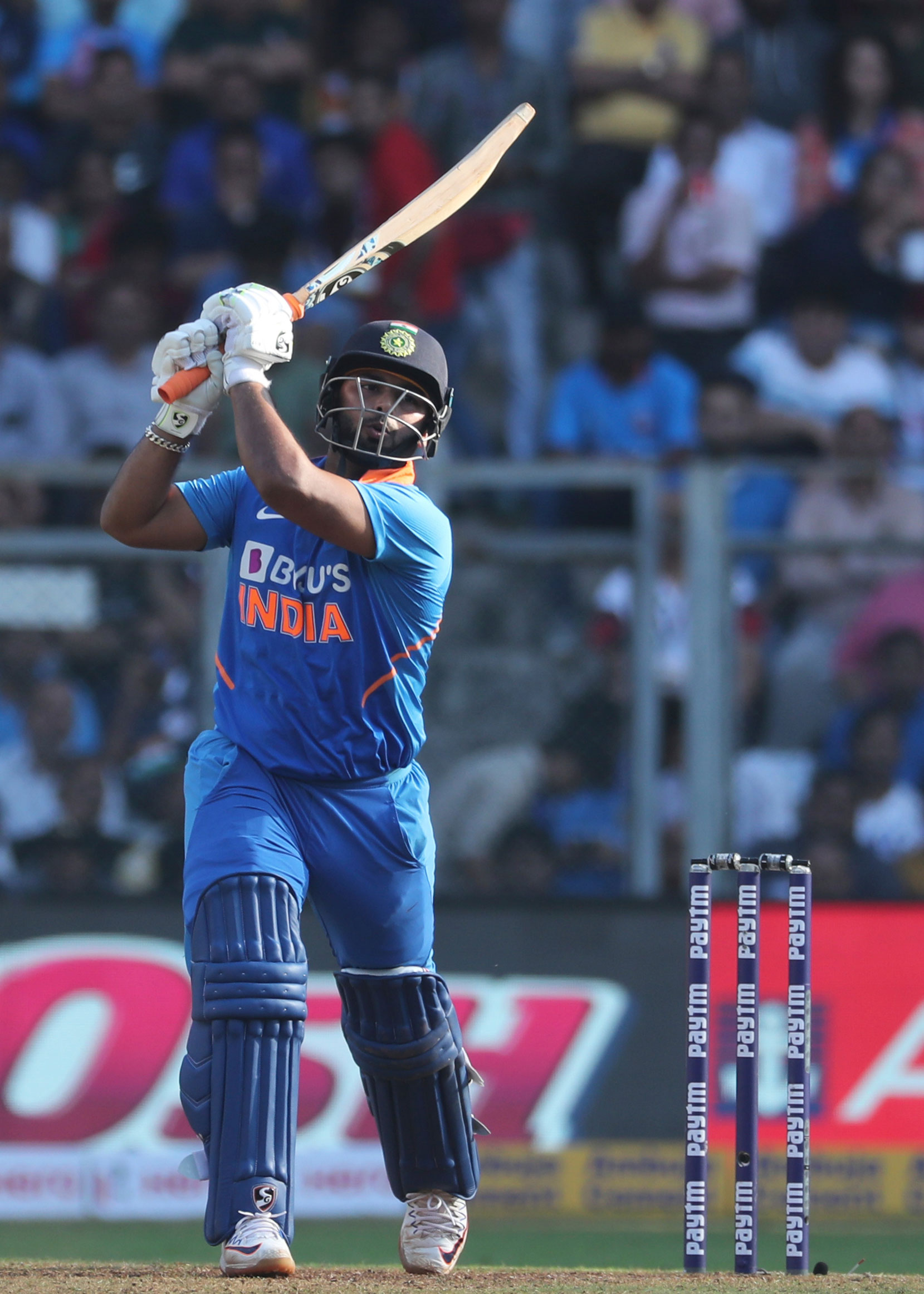 India's Rishabh Pant bats during the first one-day international cricket match between India and Australia in Mumbai, India on Tuesday