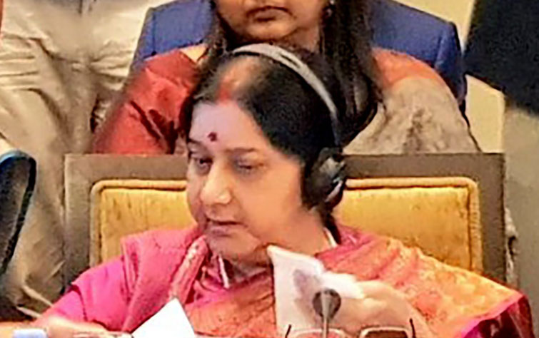 Sushma meets with Pak counterpart on SCO sidelines