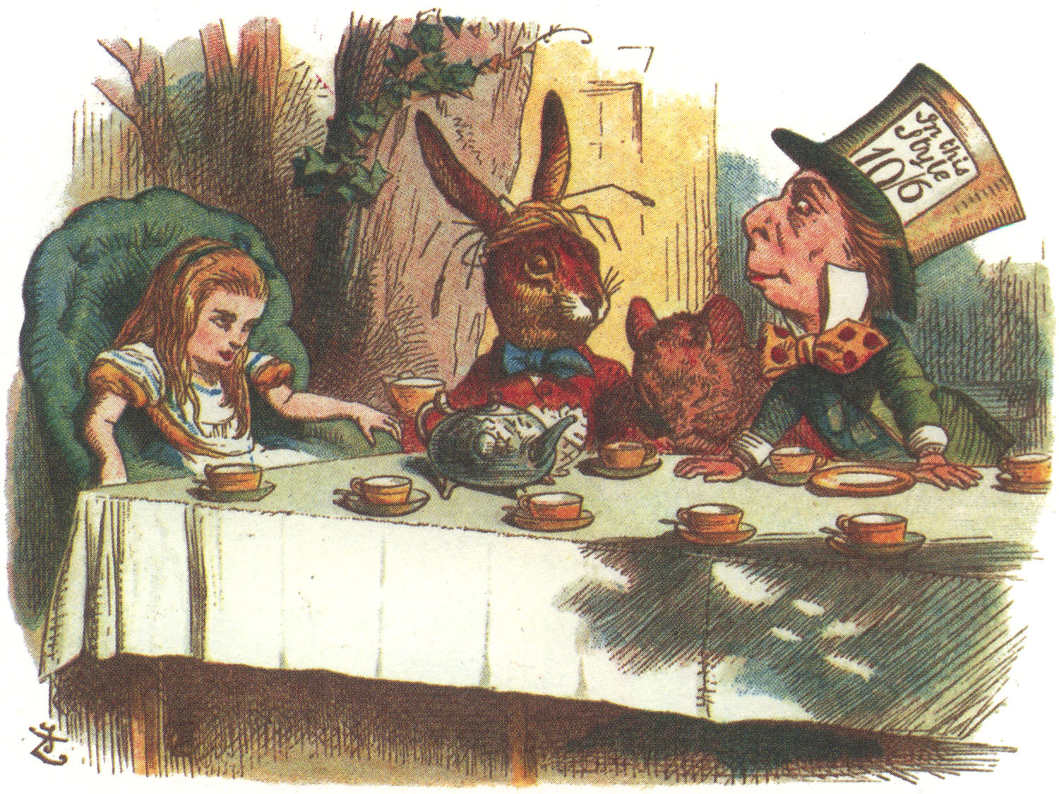 Alice, the March Hare, the Dormouse and the Mad Hatter, from The Nursery 'Alice'