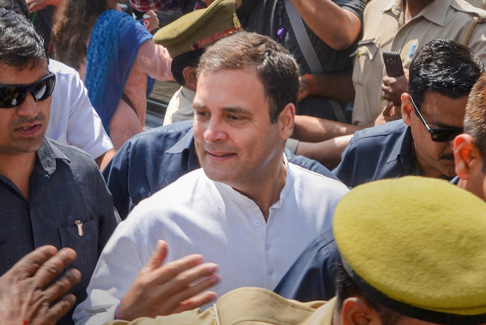 Congress President Rahul Gandhi arrives to file his nomination papers from Amethi on Wednesday, April 10, 2019.