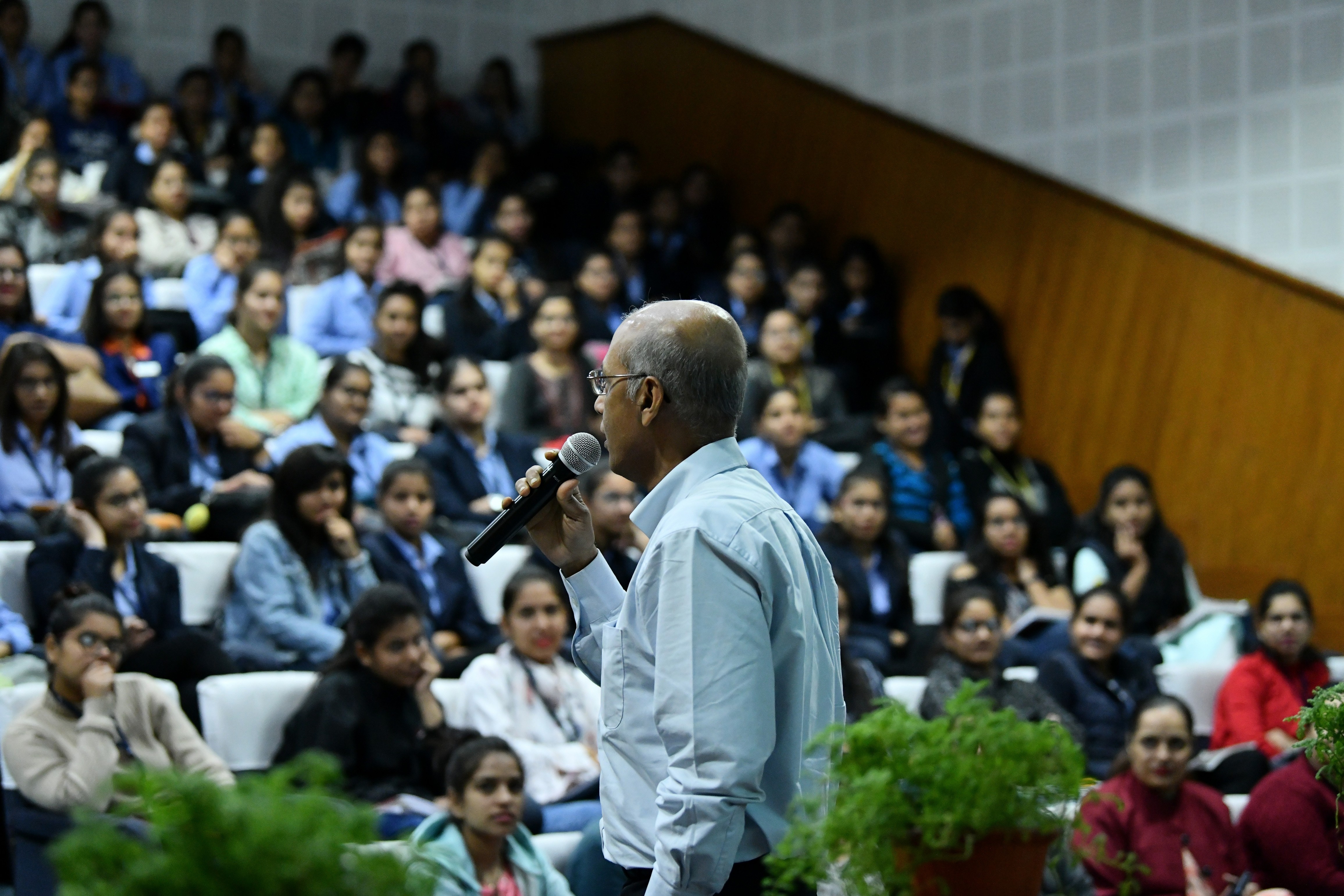 College Ambassador, Nandan Sengupta, addressing students in India