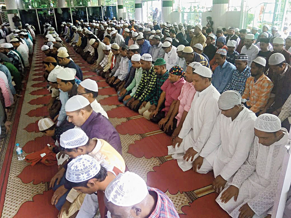 People prayer at Madina mosque in Shillong on Wednesday