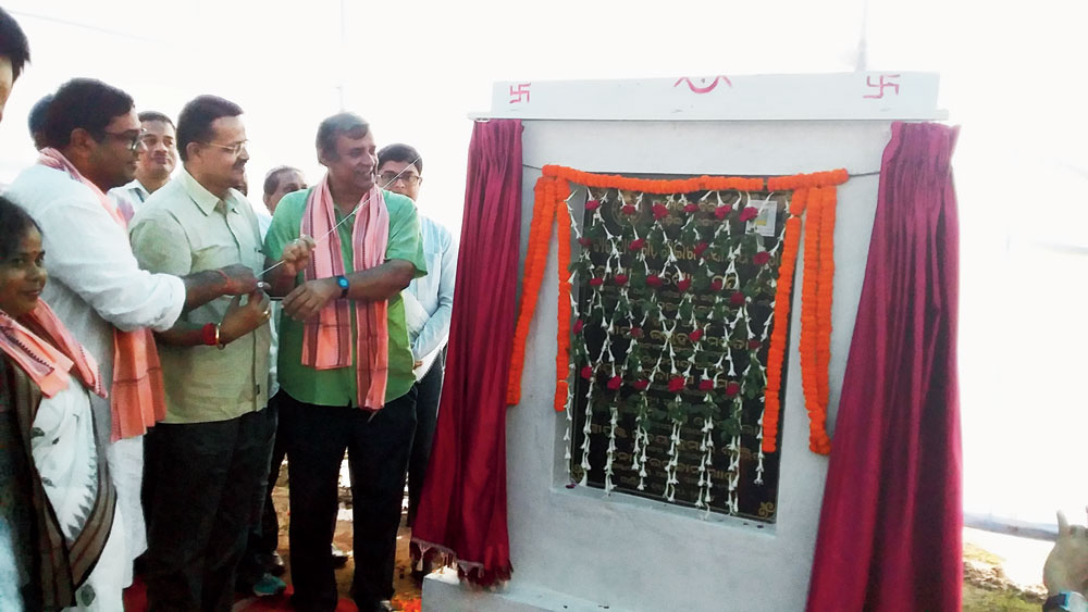 State tourism minister Ashok Panda lays the foundation stone of Barabati Fort moat area beautification project in Cuttack on Wednesday