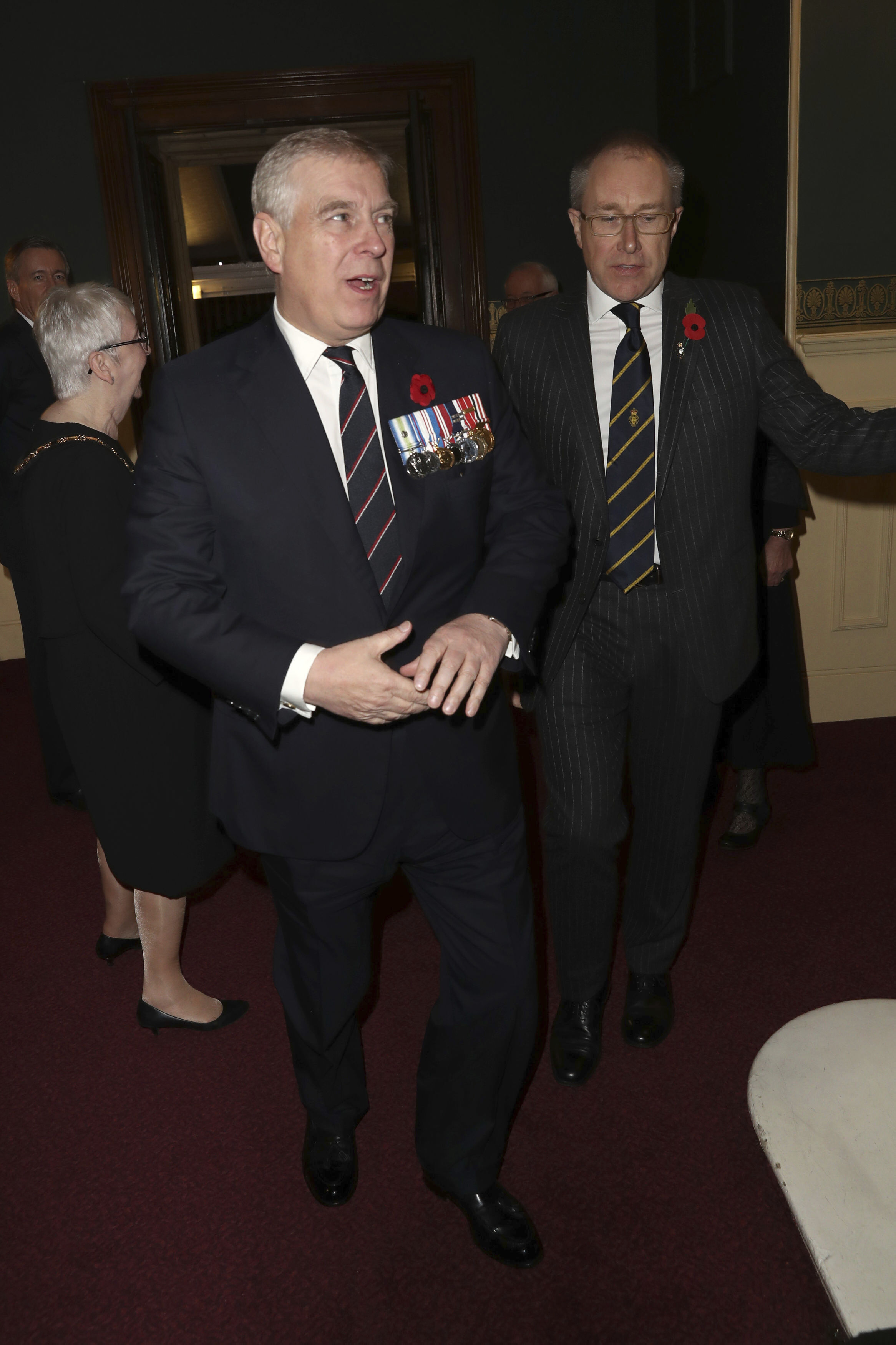 Prince Andrew arrives for the annual Royal British Legion Festival of Remembrance, at the Royal Albert Hall in Kensington, London, Saturday, November 9, 2019