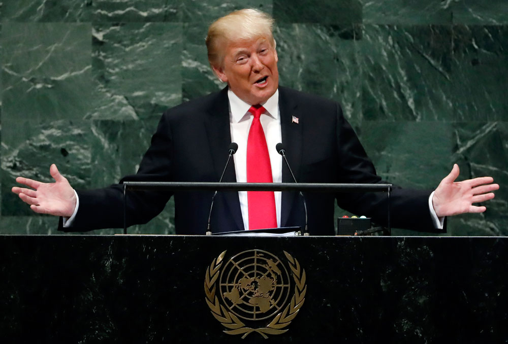 President Donald Trump addresses the 73rd session of the United Nations General Assembly at U.N. headquarters on Tuesday