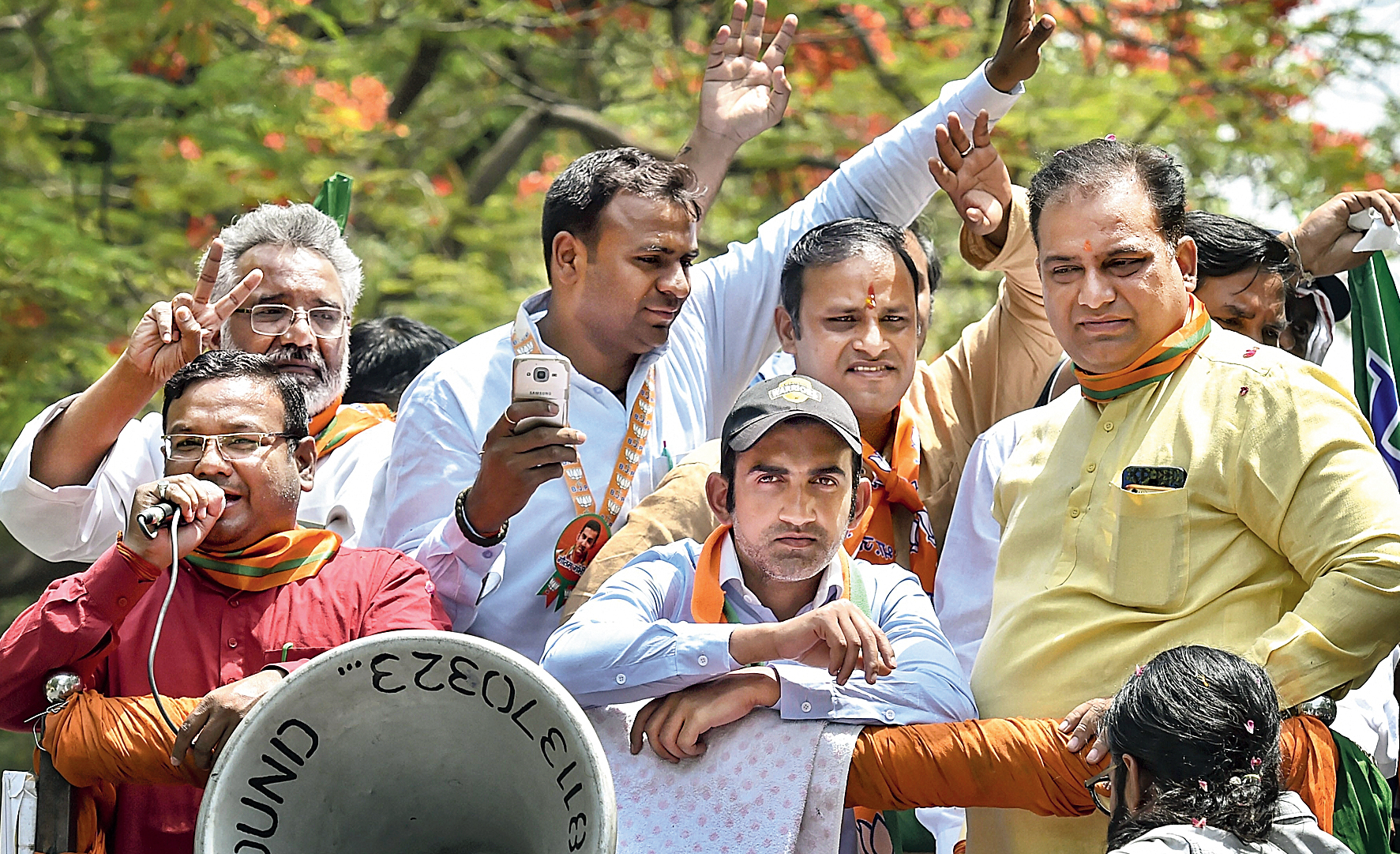 BJP candidate Gautam Gambhir in New Delhi on Friday.