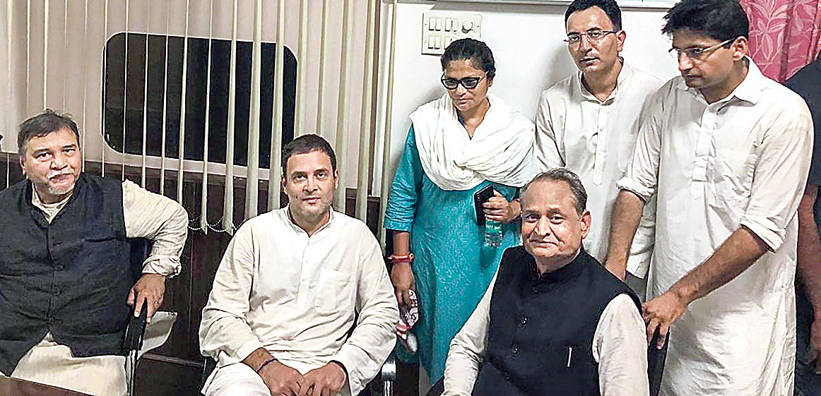 Rahul with his party colleagues at the Lodhi Colony police station, where they were arrested.