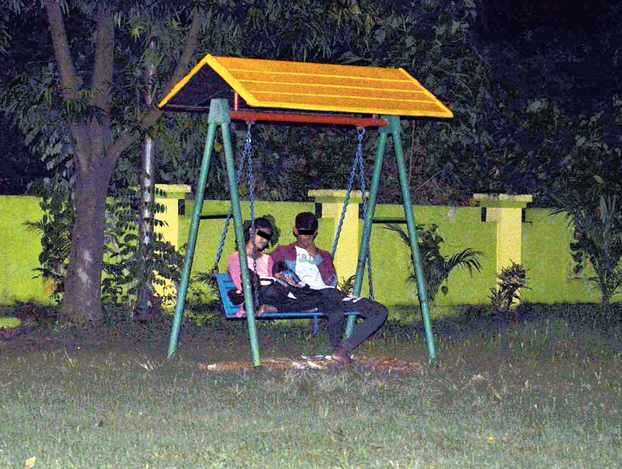 A couple in the park in AG Block. Residents complained about objectionable activities in the park.