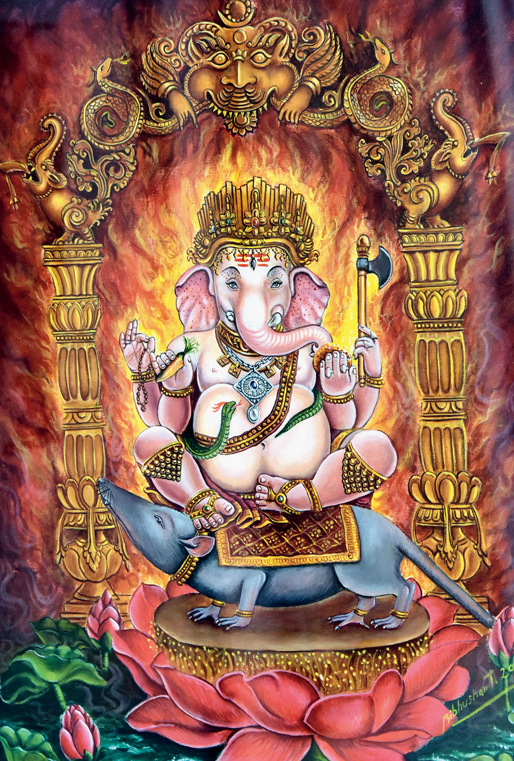 A painting by Bibhushan Tarmarkae at the Dhanbad Art Fair on Wednesday