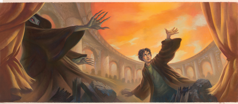 The Harry Potter museum houses this jacket art for Harry Potter and the Deathly Hallows by Mary GrandPré