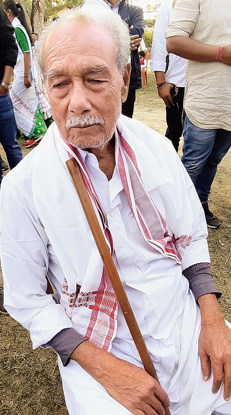 Runidhar Deka at an anti-CAA rally in Upper Assam. 