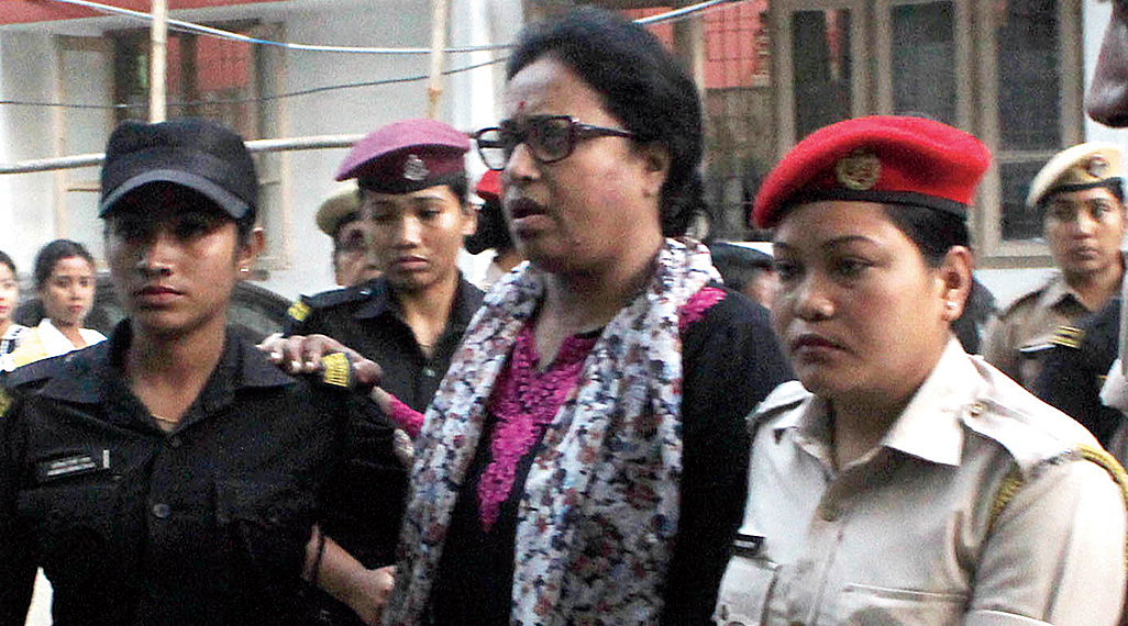 Jahnabi Saikia being produced in court on Friday.