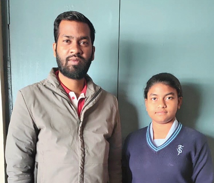 Debadrita Das (right) with coach Chandan Kumar Prasad in Jamshedpur on Wednesday