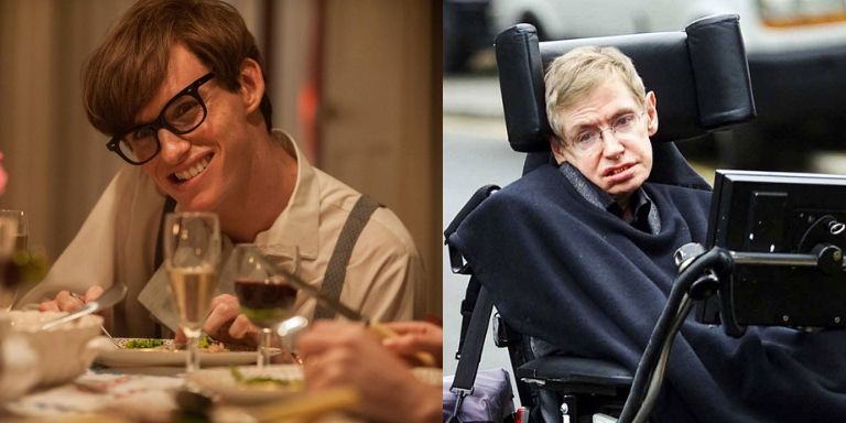 (Left to right) Eddie Redmayne, and Stephen Hawking