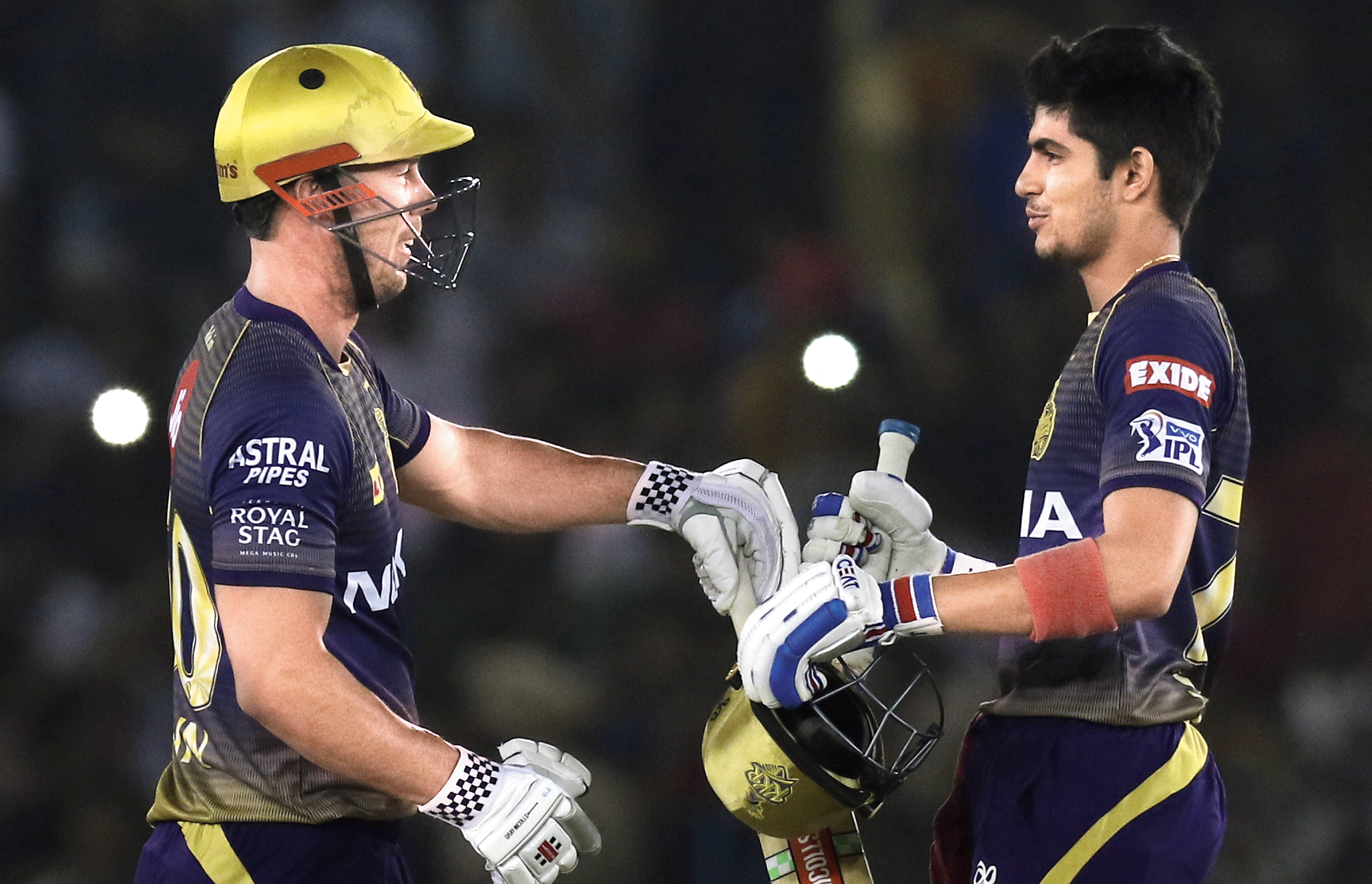 Chris Lynn and Man of the Match Shubman Gill during their 62-run opening stand in Mohali on Friday. 