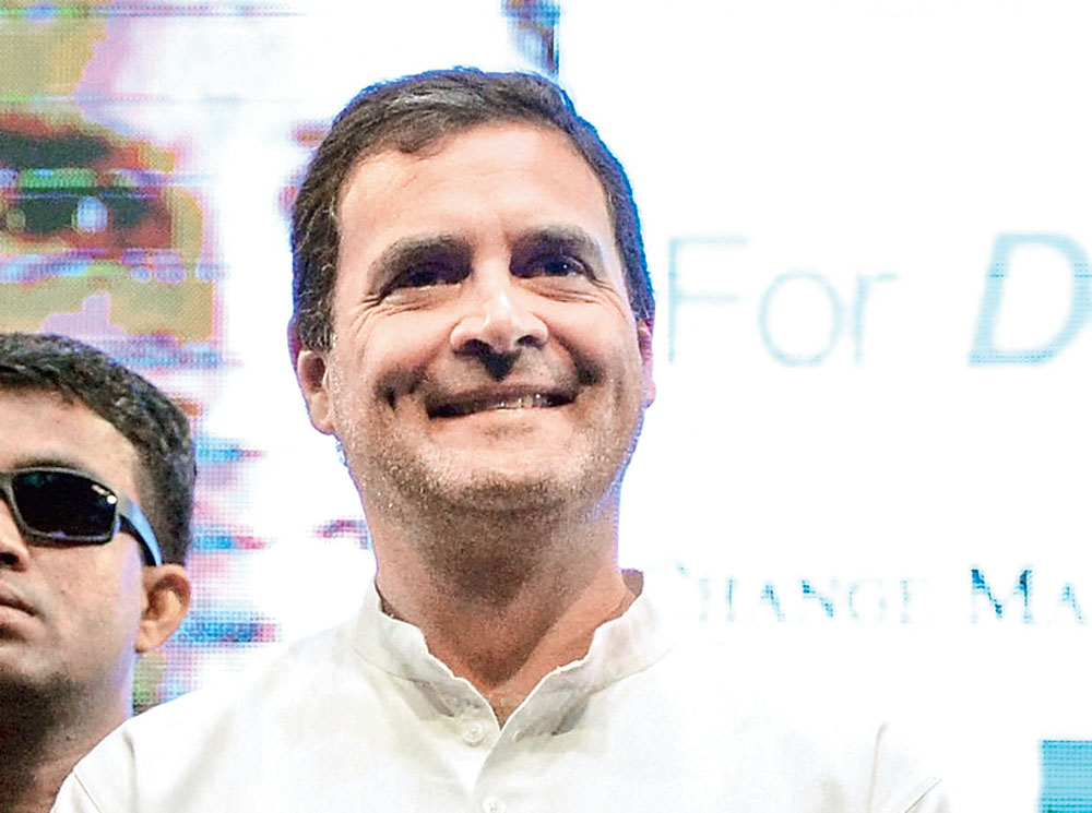 Rahul Gandhi at an event in Imphal on Wednesday