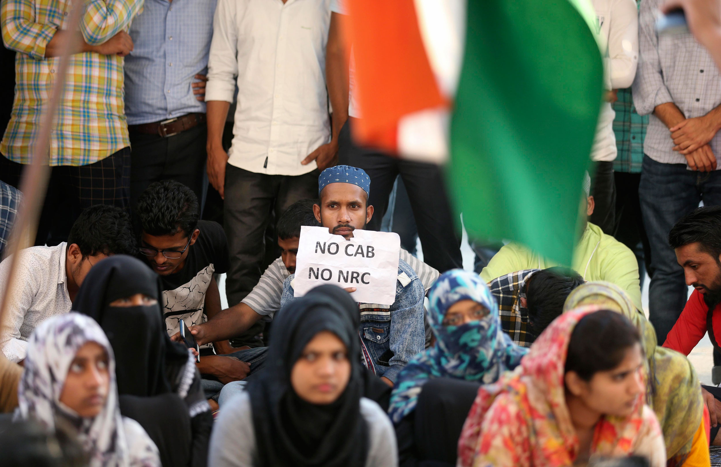Maulana Azad National Urdu University students at their campus in Hyderabad on Monday.