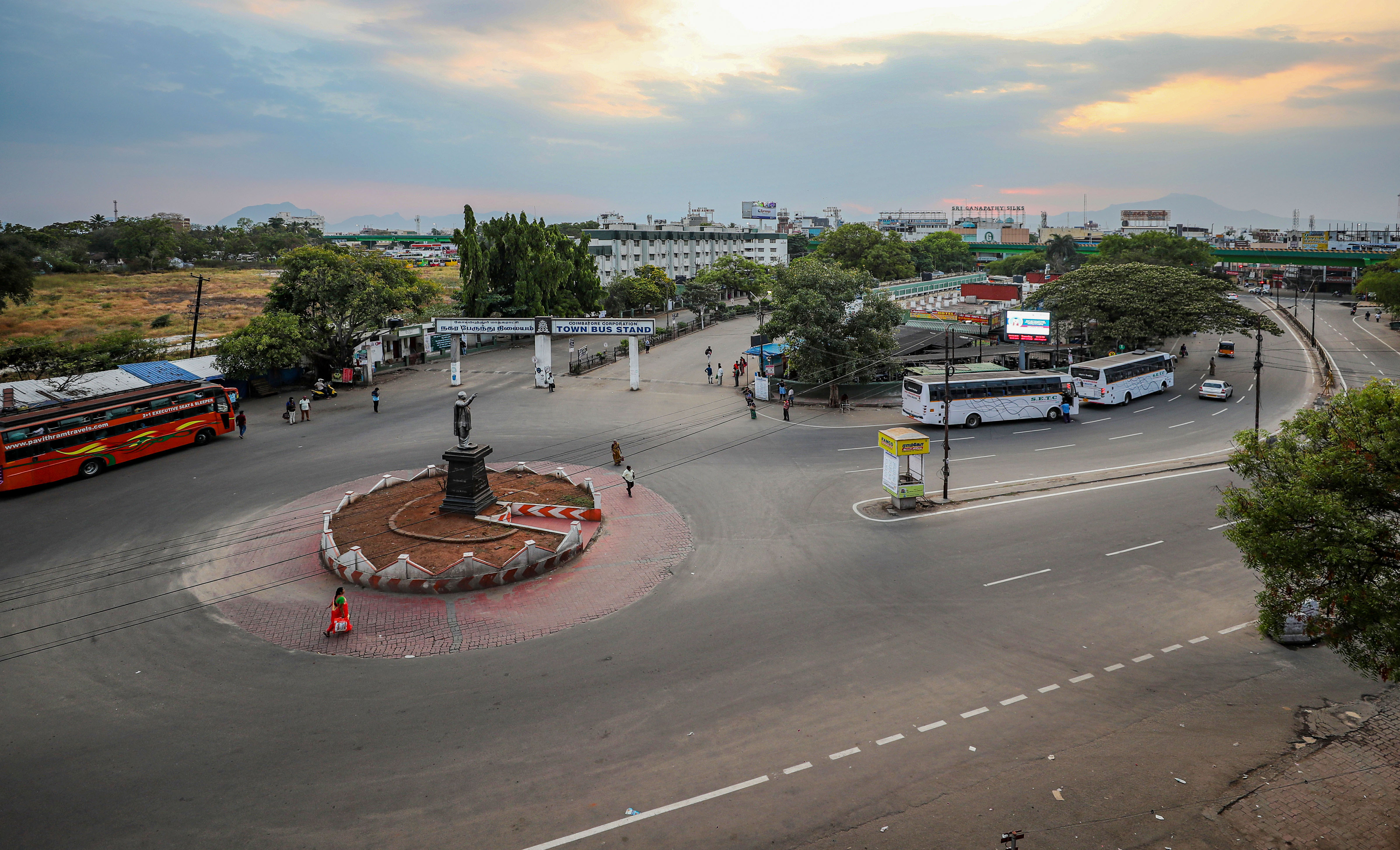 Deserted city roads during complete lockdown to contain the spread of coronavirus, in Coimbatore,Tuesday, March 24, 2020