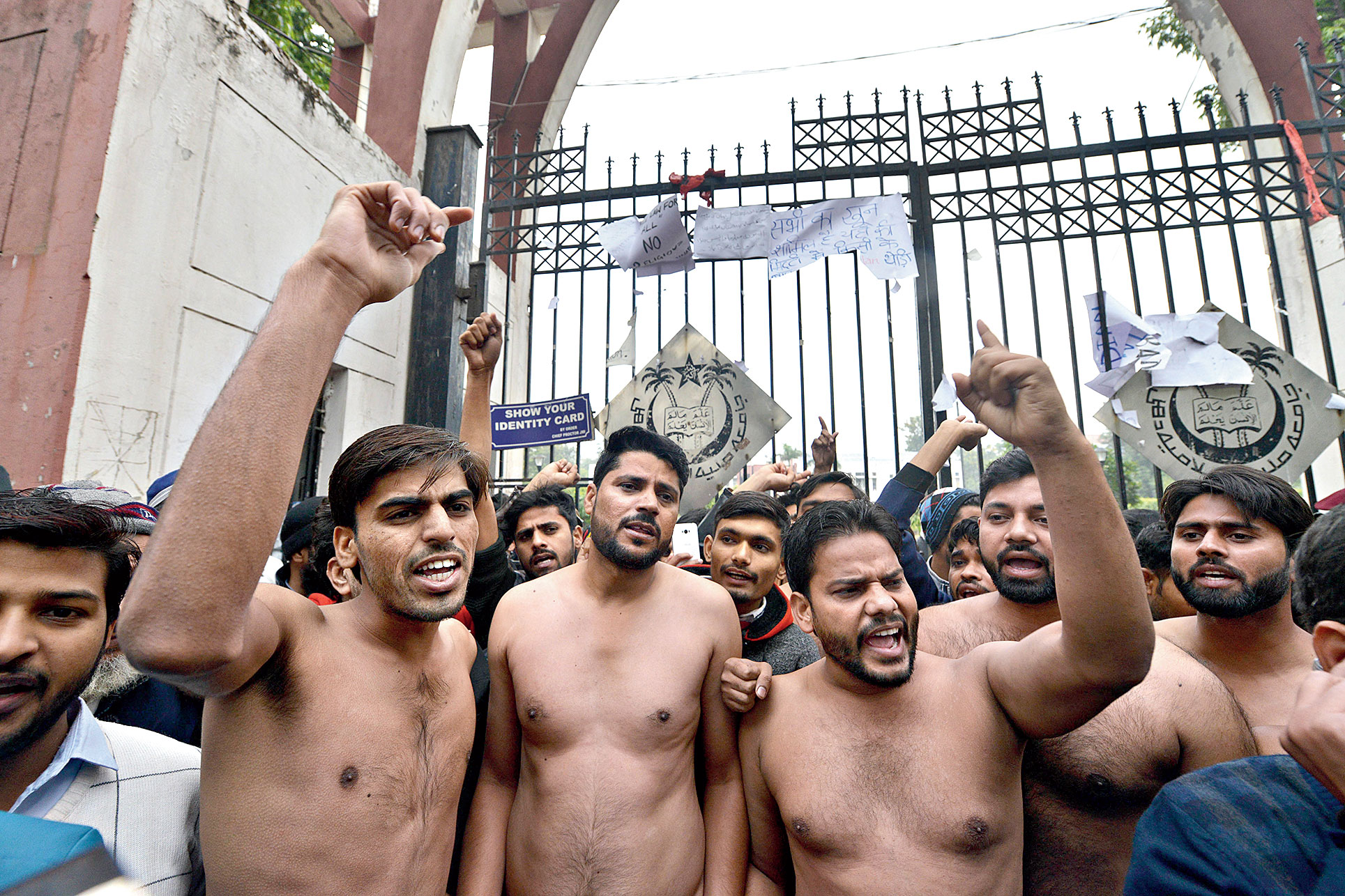 IN JAMIA: Students’ shirtless reply to Modi’s taunt