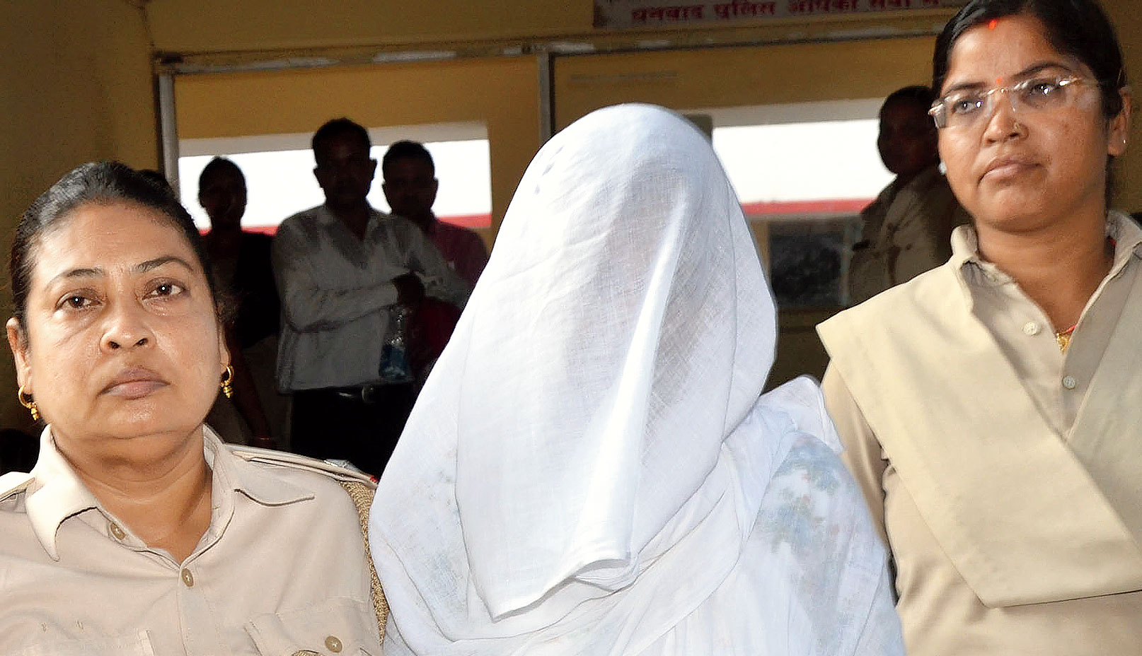 The nurse being taken to Dhanbad jail on Tuesday evening.