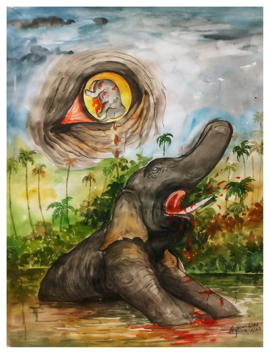 Jamshedpur Artist Portrays Elephant In Anguish Telegraph India