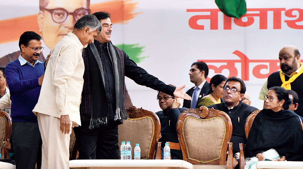 Opposition leaders at the rally in New Delhi on Wednesday.