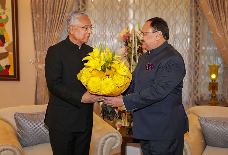 BJP working president JP Nadda meets Mauritius Prime Minister Pravind Jugnauth in New Delhi on December 8