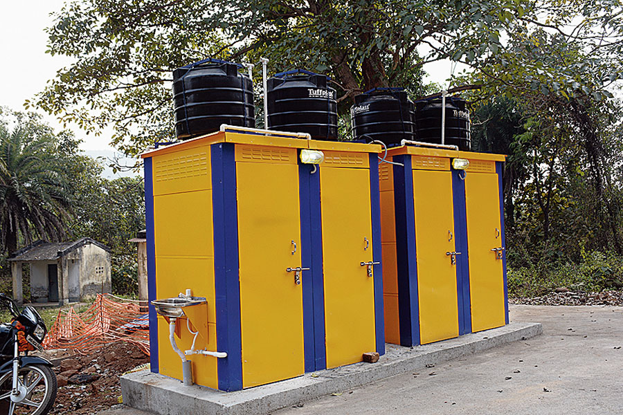 The newly built toilets at Dimna Lake in Jamshedpur on Sunday. 
