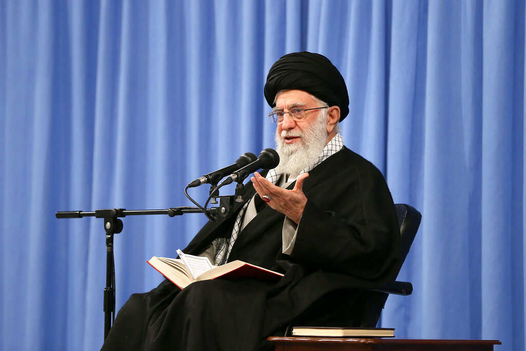Ayatollah Ali Khamenei during a meeting in Tehran, Iran, on February 23, 2020. 