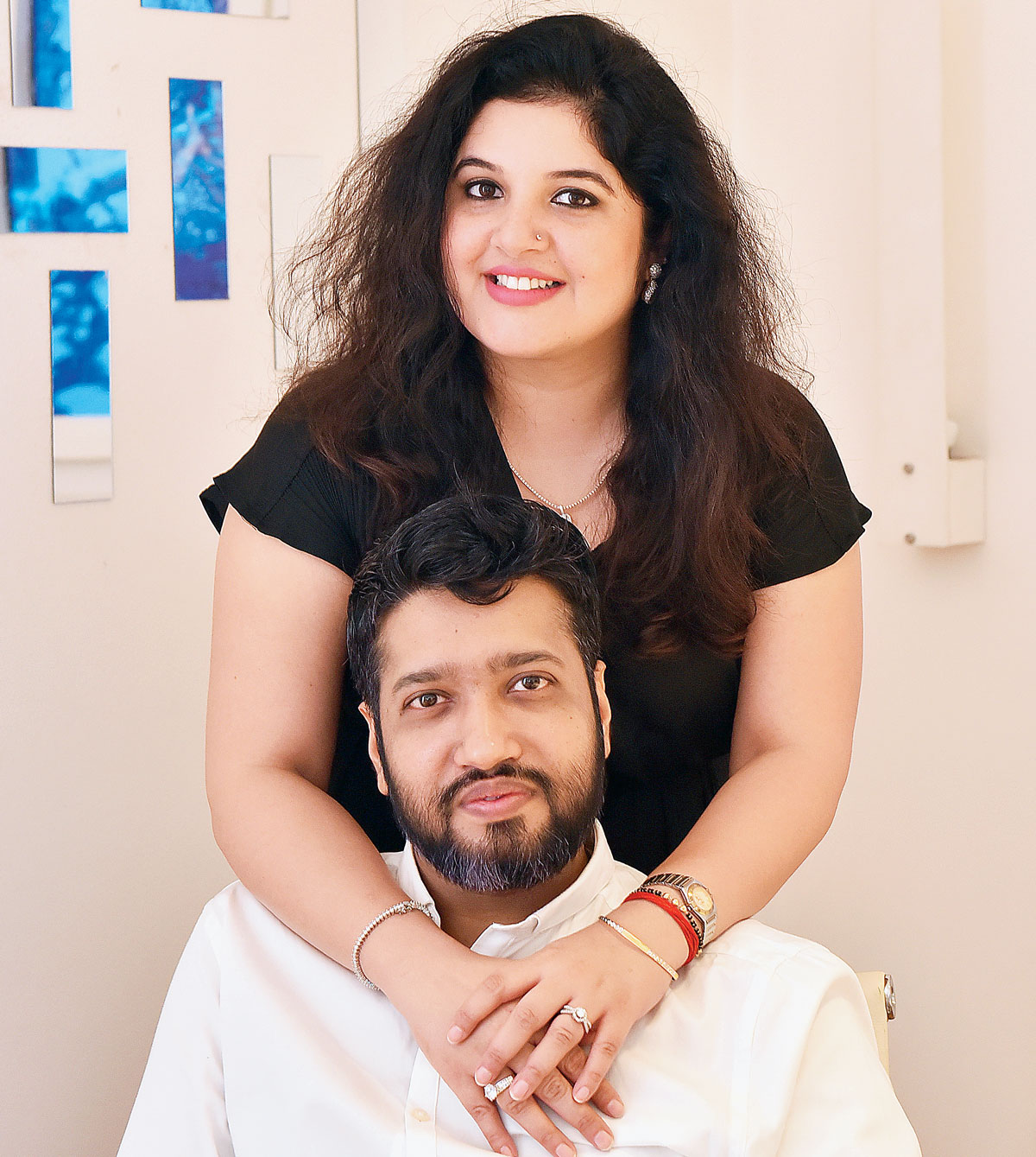 Tejas and Yogeshvari Doshi at their Light & Beyond office on Rupchand Mukherjee Lane in Calcutta