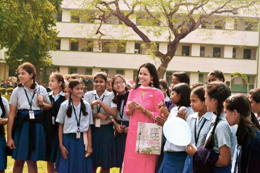 Jessica Gomes Surana with the students of Loreto Convent Entally, in her “favourite picture”!