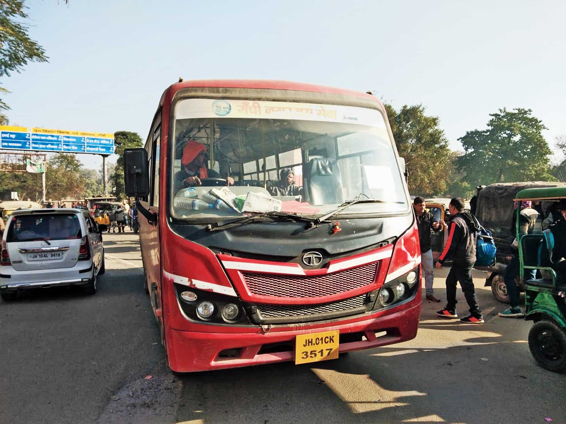An RMC special tourist bus leaves Bariatu in capital Ranchi on Sunday. 