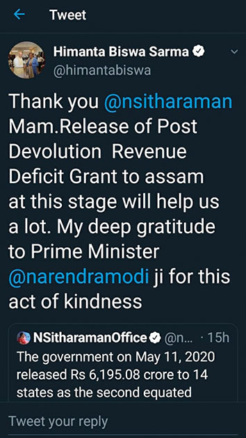 The tweet by Himanta Biswa Sarma