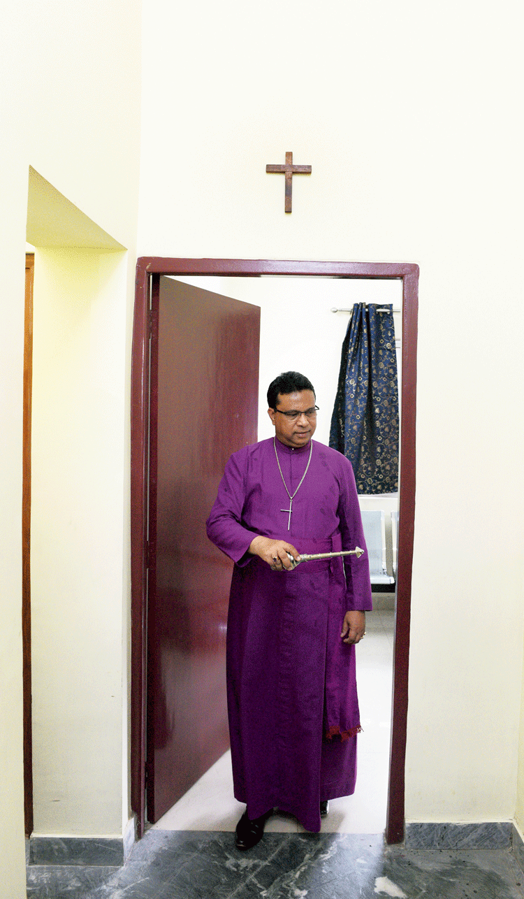 Bishop Paritosh Canning at the Abode of Rest in Bhowanipore Cemetery. 