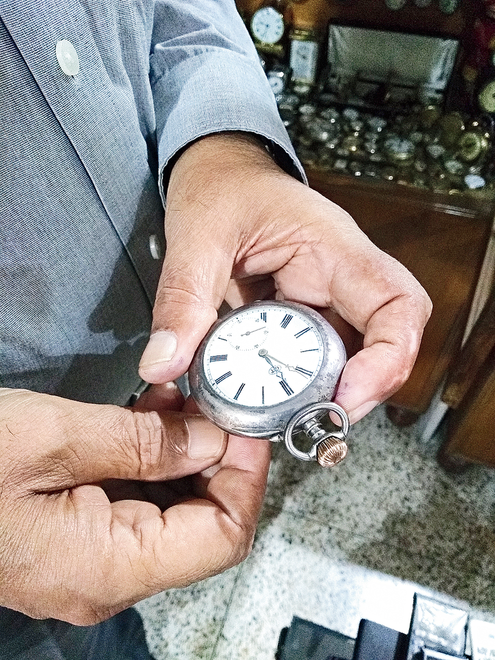 A silver pocket watch that once belonged to the Cooch Behar royal family