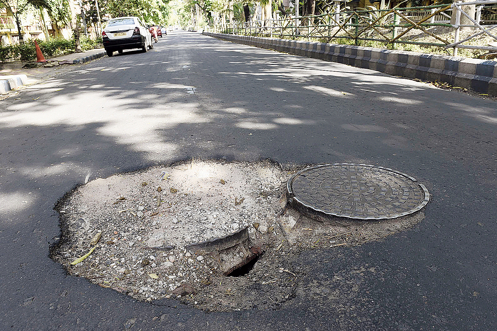 A cratered road in Salt Lake