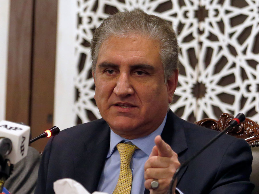 Pakistani foreign minister Shah Mahmood Qureshi at a press conference in Islamabad on Tuesday.