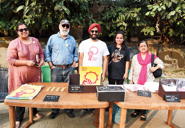 (From left) Sumana Chakrabarty, Abeer Chakrabarty, Avneesh Narang, Rukmini Chakrabarty and Avneesh’s mother at the carnival on Sunday.