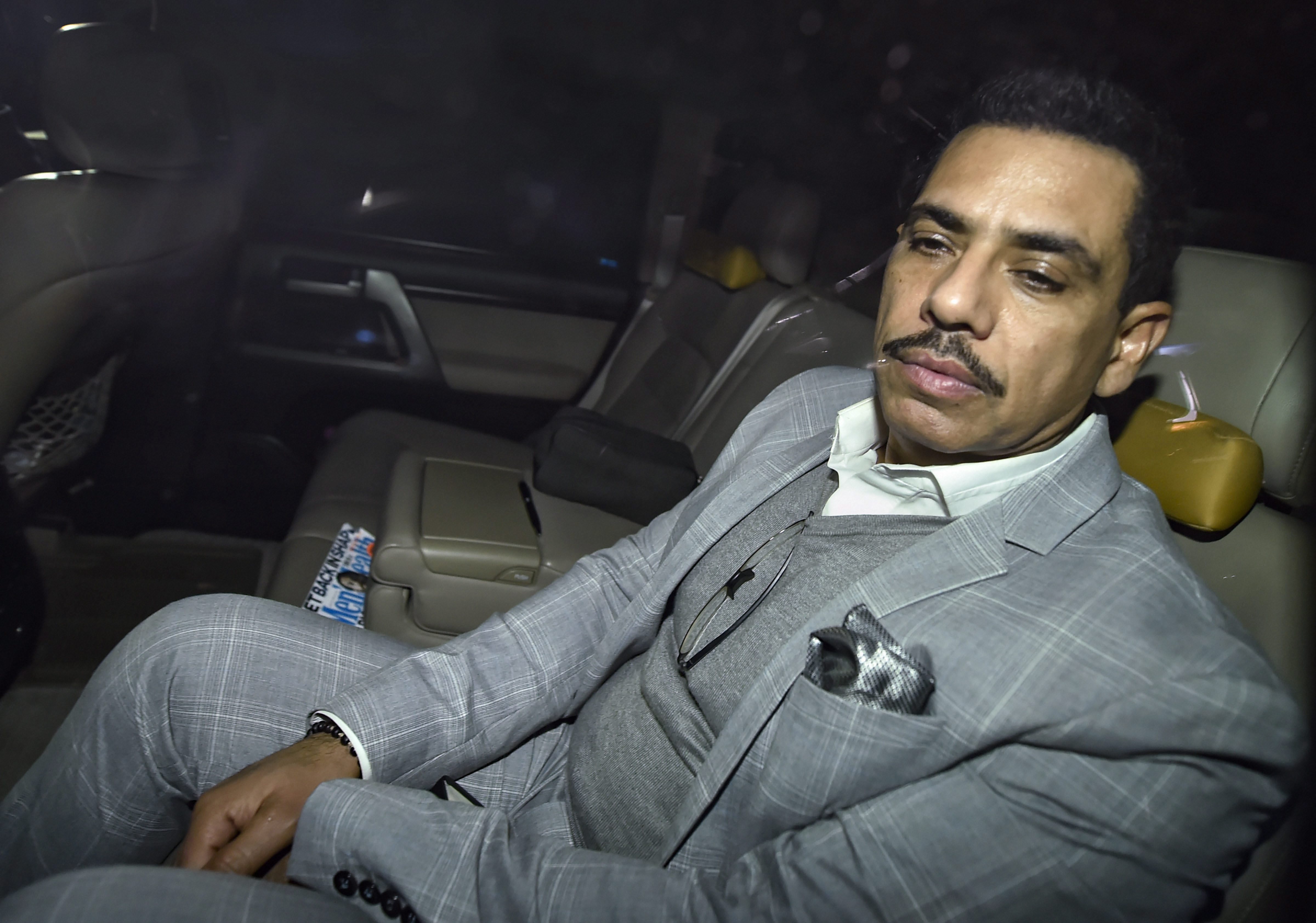Robert Vadra leaves after appearing before the Enforcement Directorate in New Delhi on February 6.