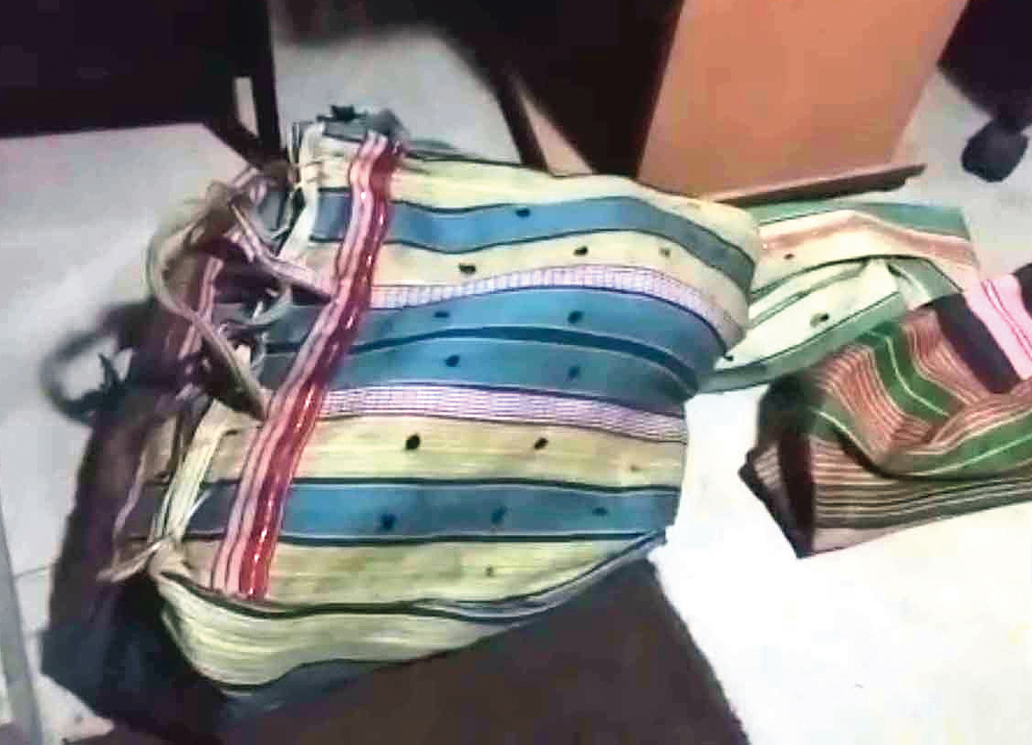 Some of the nylon bags in which the animals were being smuggled.