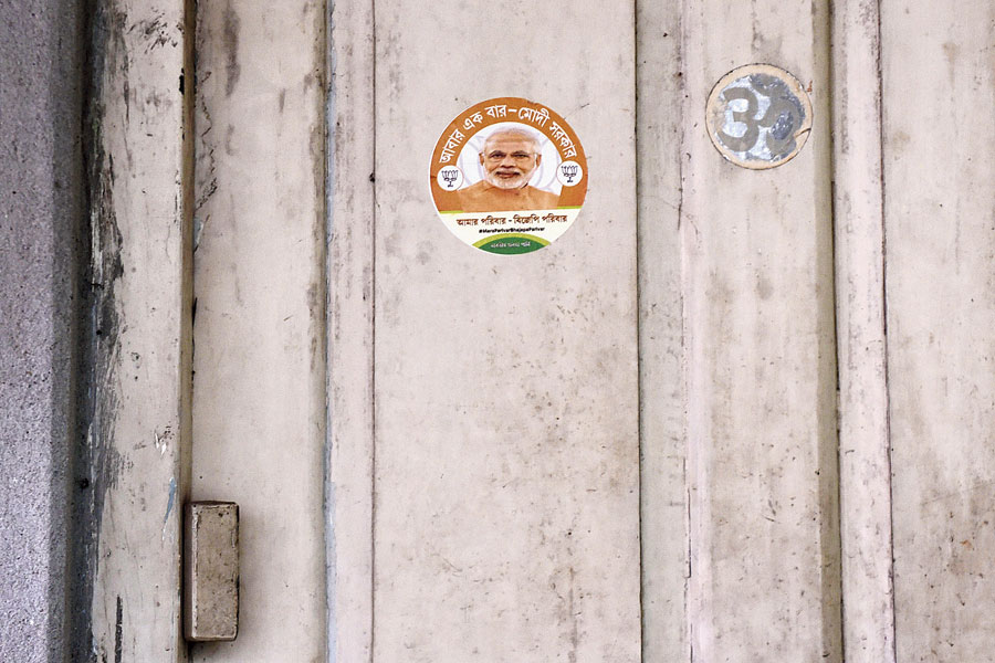 The house has stickers of Prime Minister Narendra Modi