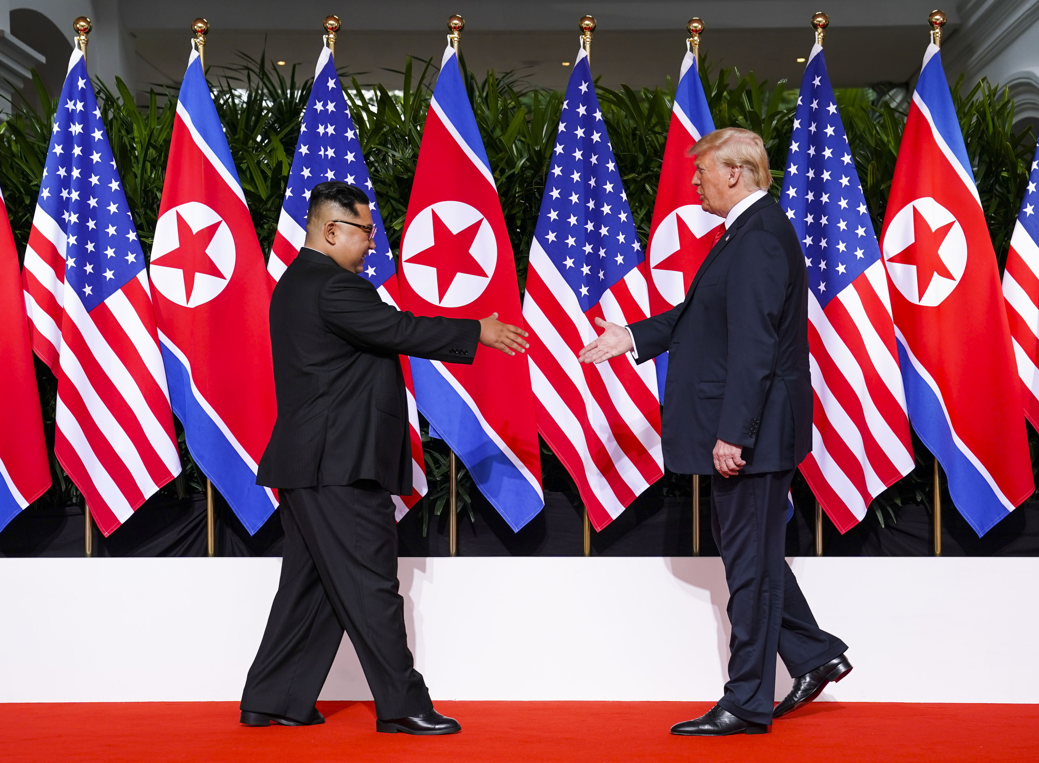 When Kim Jong-un meet for the first time on Sentosa Island in Singapore on June 12, 2018. Trump relishes showing off the “beautiful” and “interesting” letters he receives from Kim, a man he once threatened with annihilation.