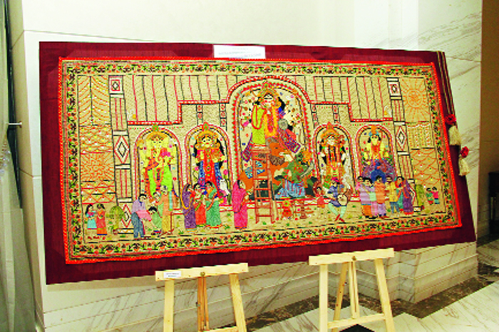 Beautiful kantha panels were part of the display