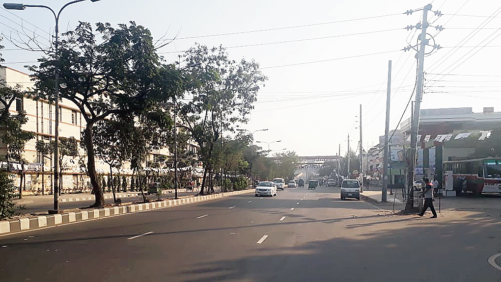 A deserted Dhaka street on Friday.
