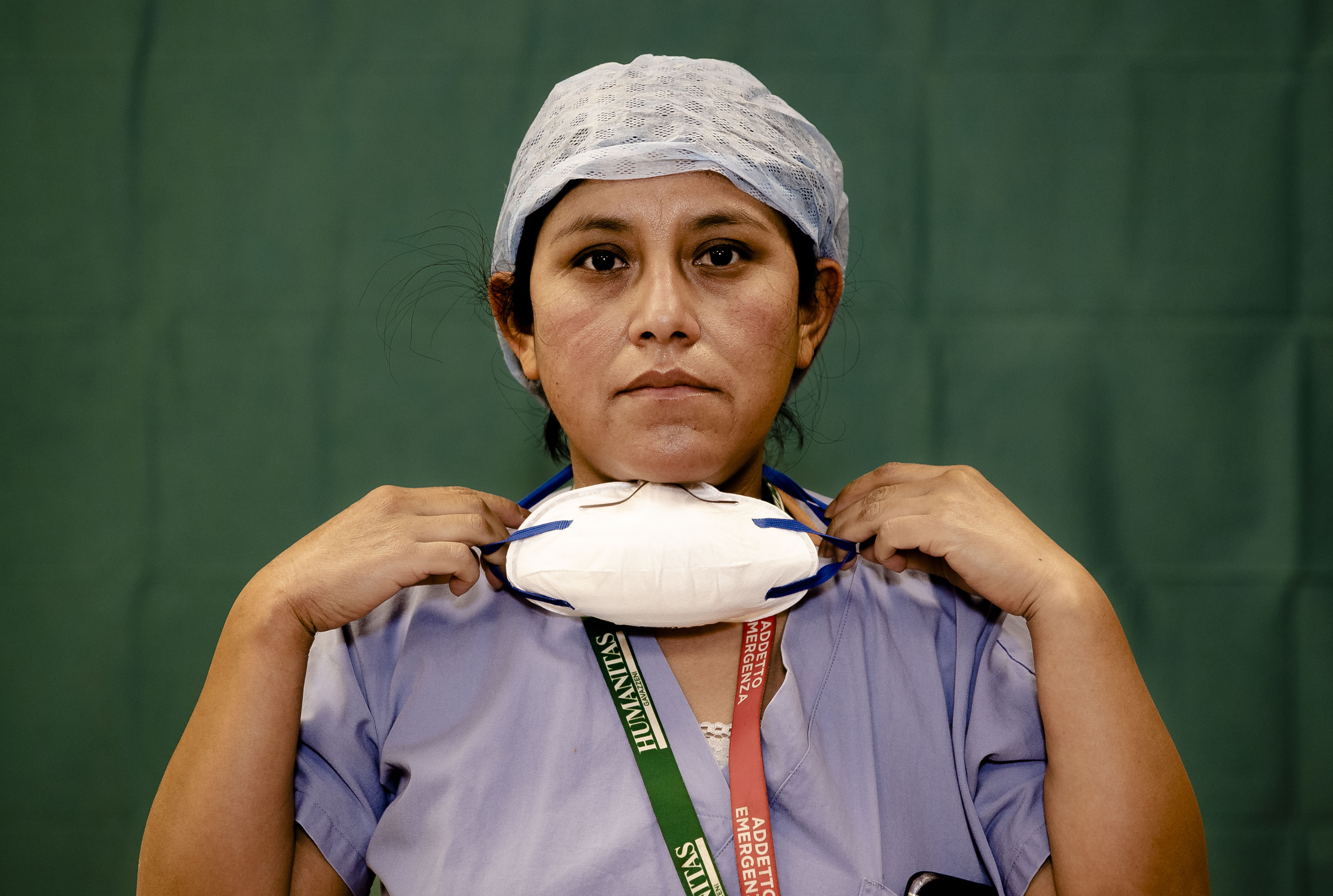 A nurse at the Humanitas Gavazzeni Hospital in Bergamo, Italy poses for a portrait