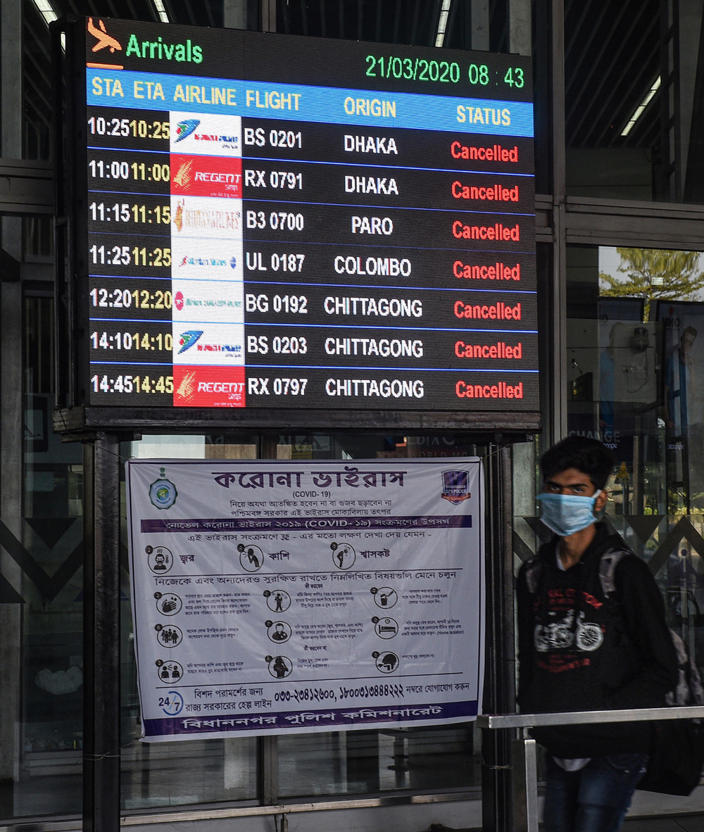 Cancelled flights at the Calcutta airport on Saturday