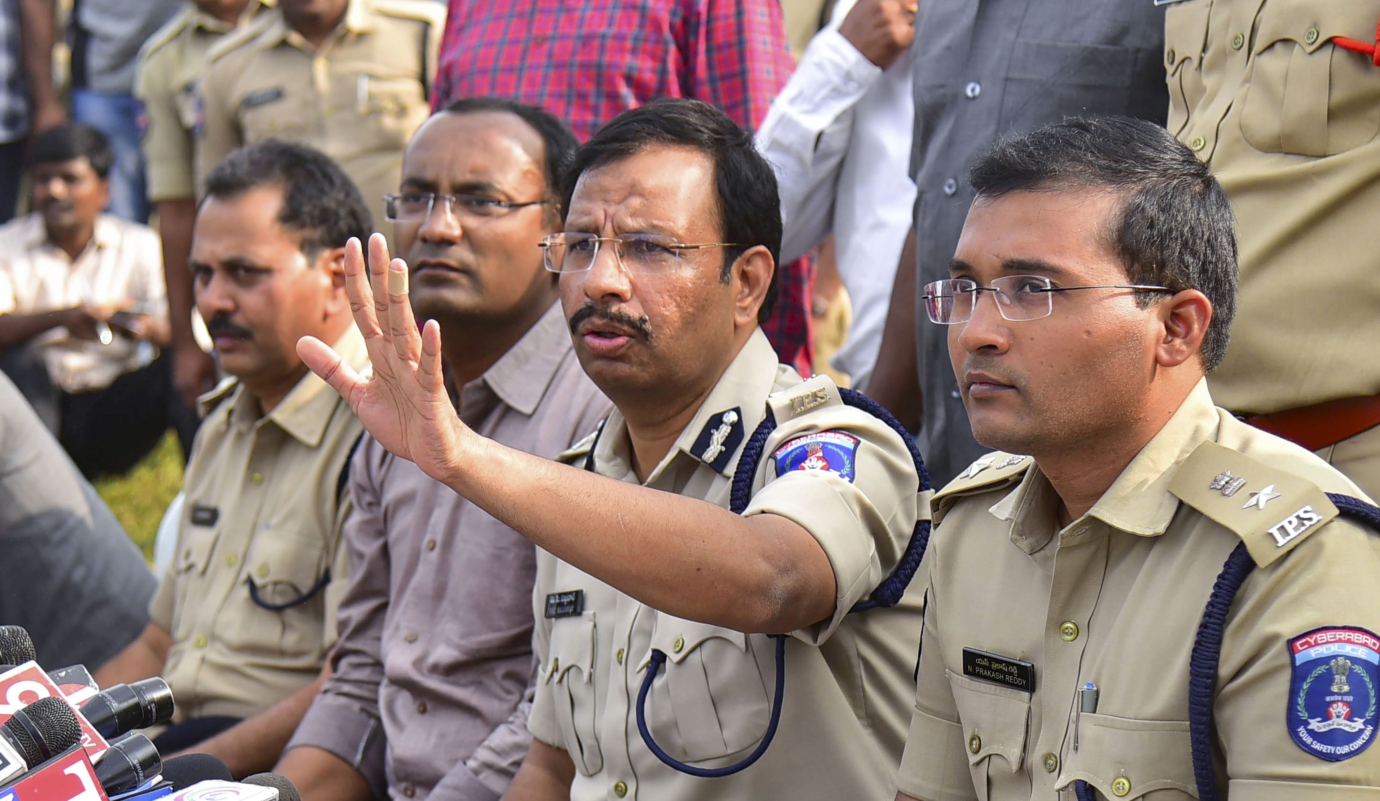 Cyberabad police commissioner V. C. Sajjanar, who carried out the encounter of the four accused in the Hyderabad veterinarian rape and murder case, addresses the media, in Hyderabad, Friday, December 6, 2019.