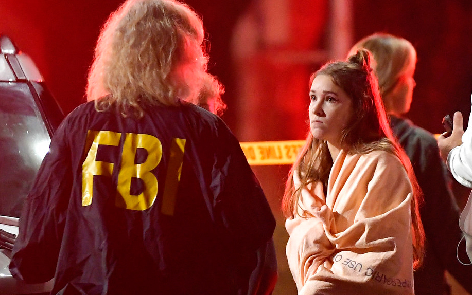 An FBI agent questions a potential witness in Thousand Oaks, California 