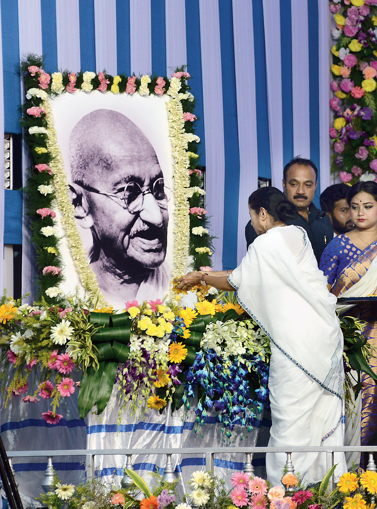 Mamata Banerjee at the Gandhi Jayanti event in Calcutta on Tuesday.